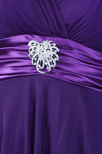 CLEARANCE - Celavie 2298S Short Sleeve Purple Knee Length Dress (Size M) by DiscountDressShop