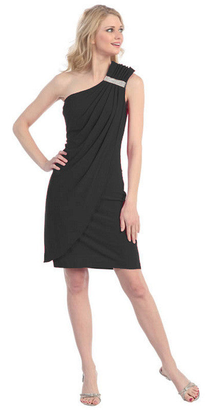 CLEARANCE - Eureka 1901 Knee Length Side Draped Red Short Cocktail Dress (Size 2XL) by DiscountDressShop