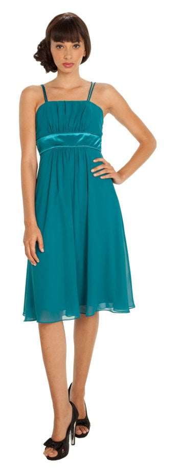 CLEARANCE - Knee Length Spaghetti Strap Chiffon Dress (Size Medium) by DiscountDressShop