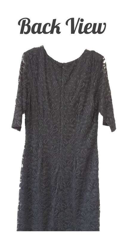 CLEARANCE - Modest Coral Knee Length Semi Formal Dress Short Sleeve Pearl Neck (Size XL, 3XL) by DiscountDressShop