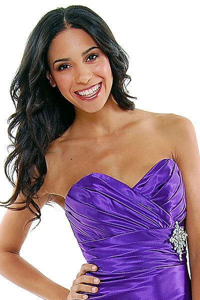 CLEARANCE - Cinderella Divine 7704 Strapless Sweetheart Long Satin Dress (Size L) by DiscountDressShop