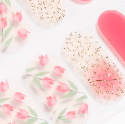 Pink Tulips Gel Nails by Candied Nails