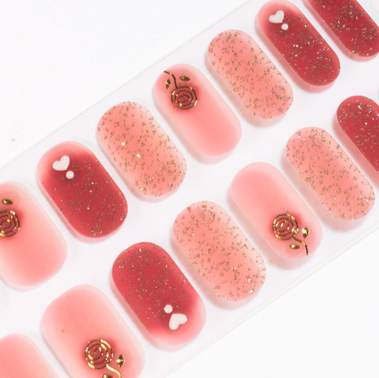 Heart Rose Gel Nails by Candied Nails