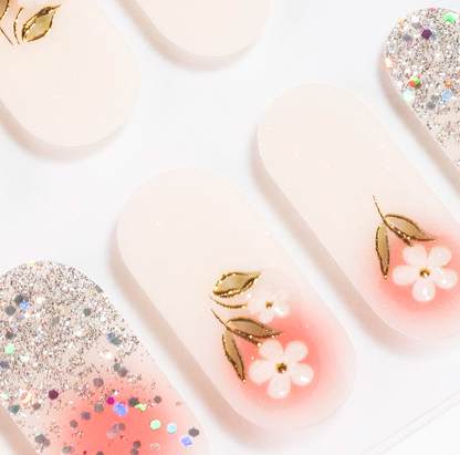 Pink Daisy Gel Nails by Candied Nails