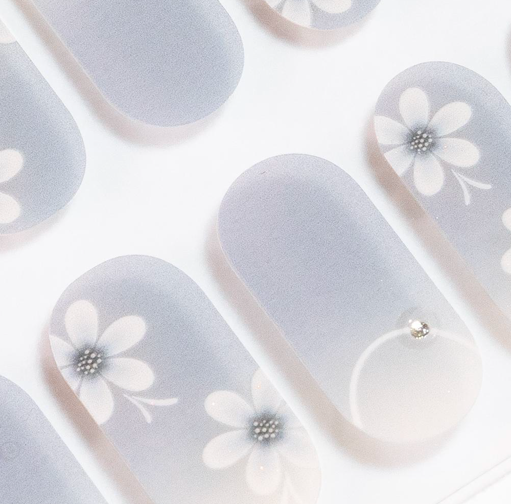 Blue Floral Gel Nails by Candied Nails