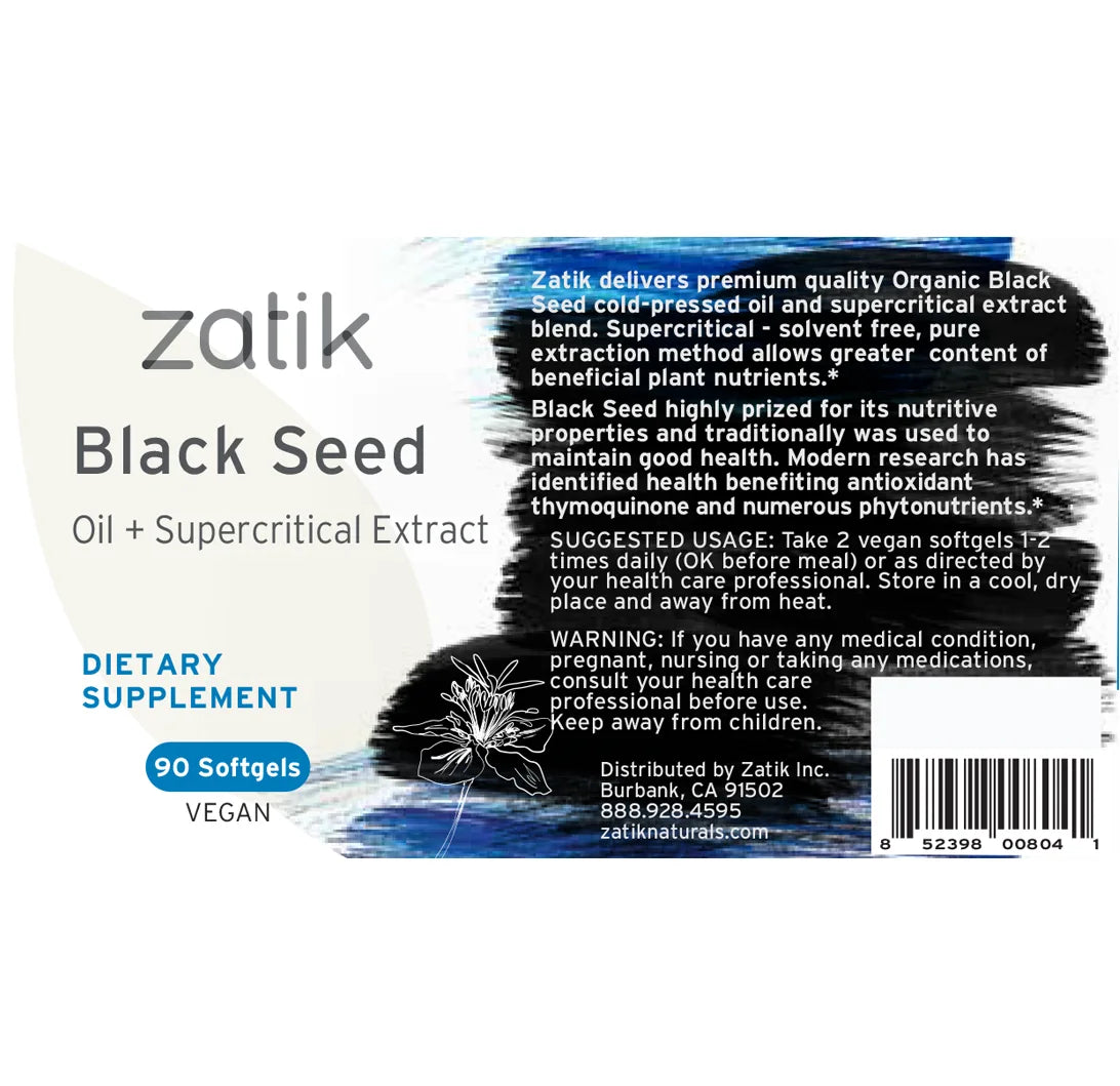 Black Seed Oil Vegan Softgels (90) by Zatik Naturals